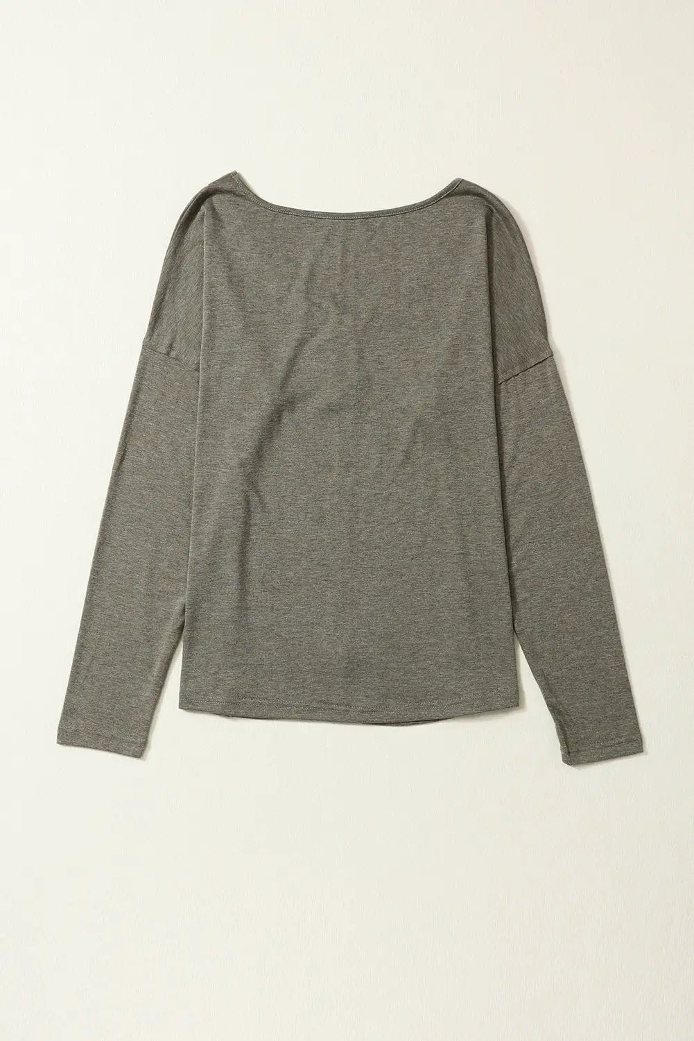 Grateful Threads Boutique Khaki Long Sleeve V Neck Stitching Henley Top - Shirts