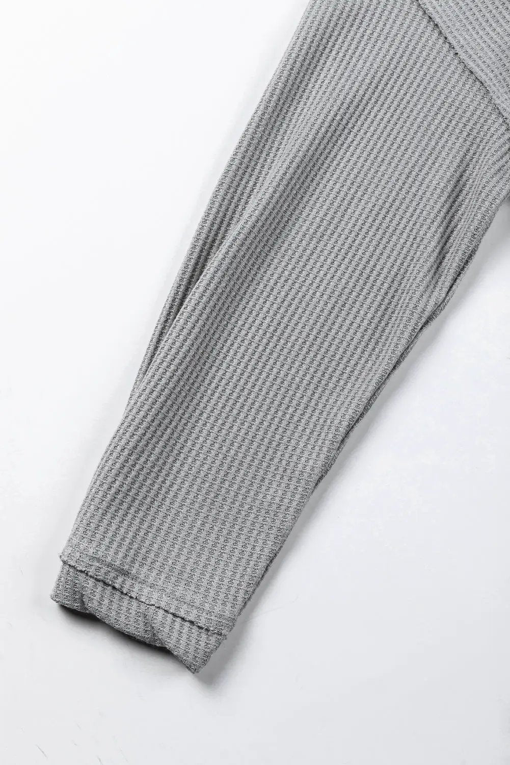 Grateful Threads Boutique Medium Grey Asymmetrical Patchwork Waffle Top - Shirts grey patchwork waffle top