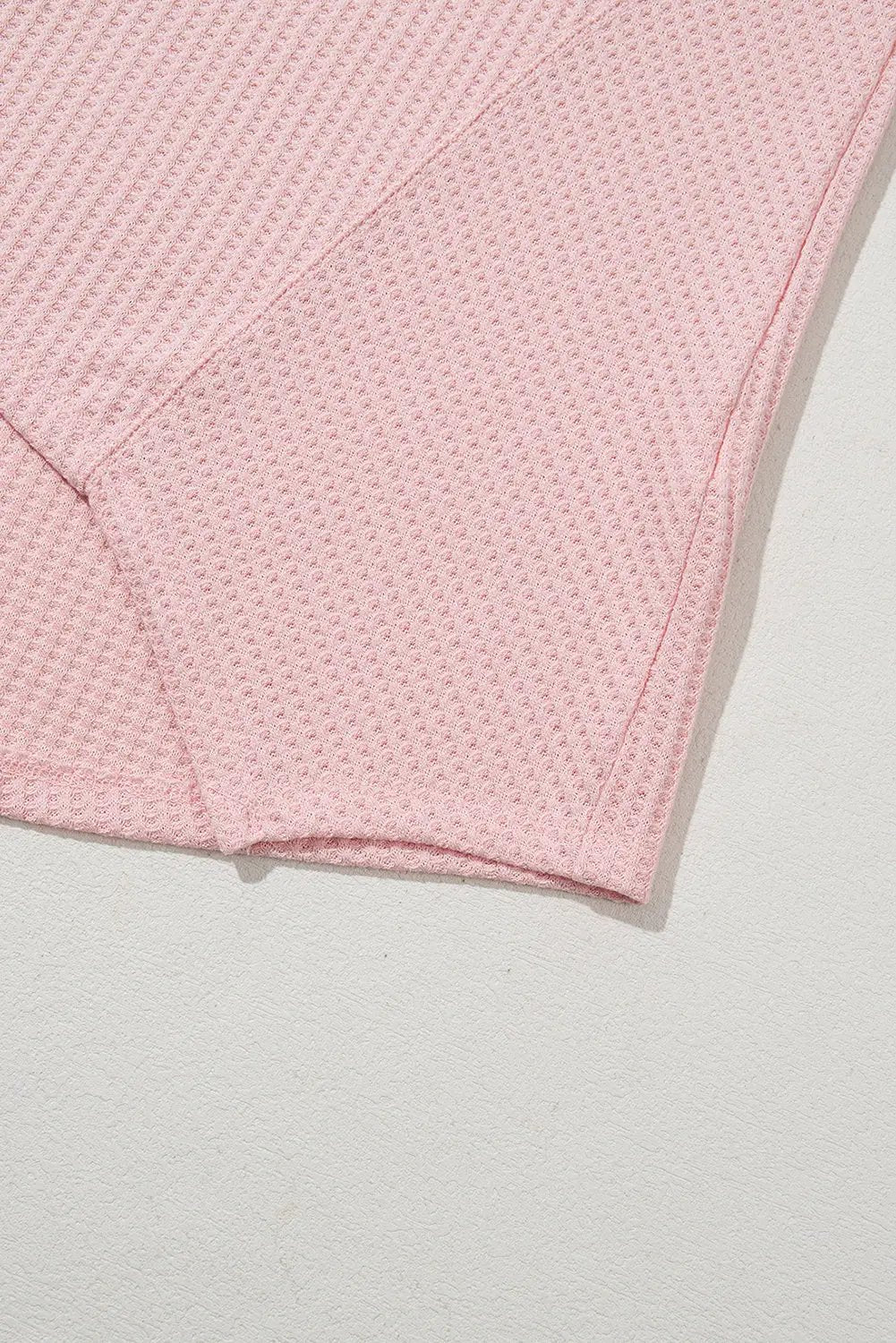Grateful Threads Boutique Pink Waffle V-Neck Drop Shoulder Blouse - Blouses