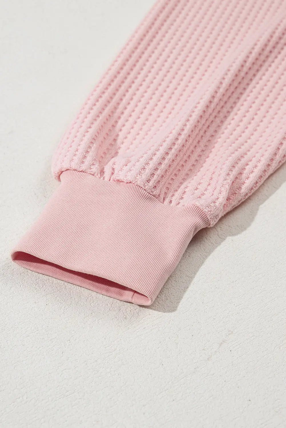 Grateful Threads Boutique Pink Waffle V-Neck Drop Shoulder Blouse - Blouses