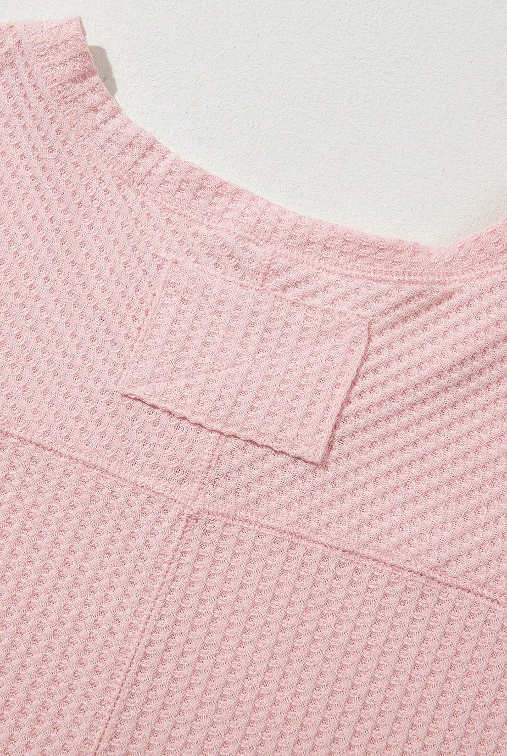 Grateful Threads Boutique Pink Waffle V-Neck Drop Shoulder Blouse - Blouses