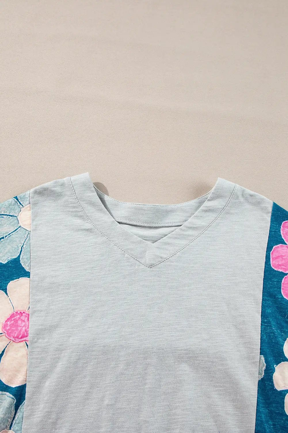 Grateful Threads Boutique Green Flower Patchwork Exposed Seam Oversized High Low Top - Shirts Green Flower Patchwork Exposed Seam Oversized High Low Top
