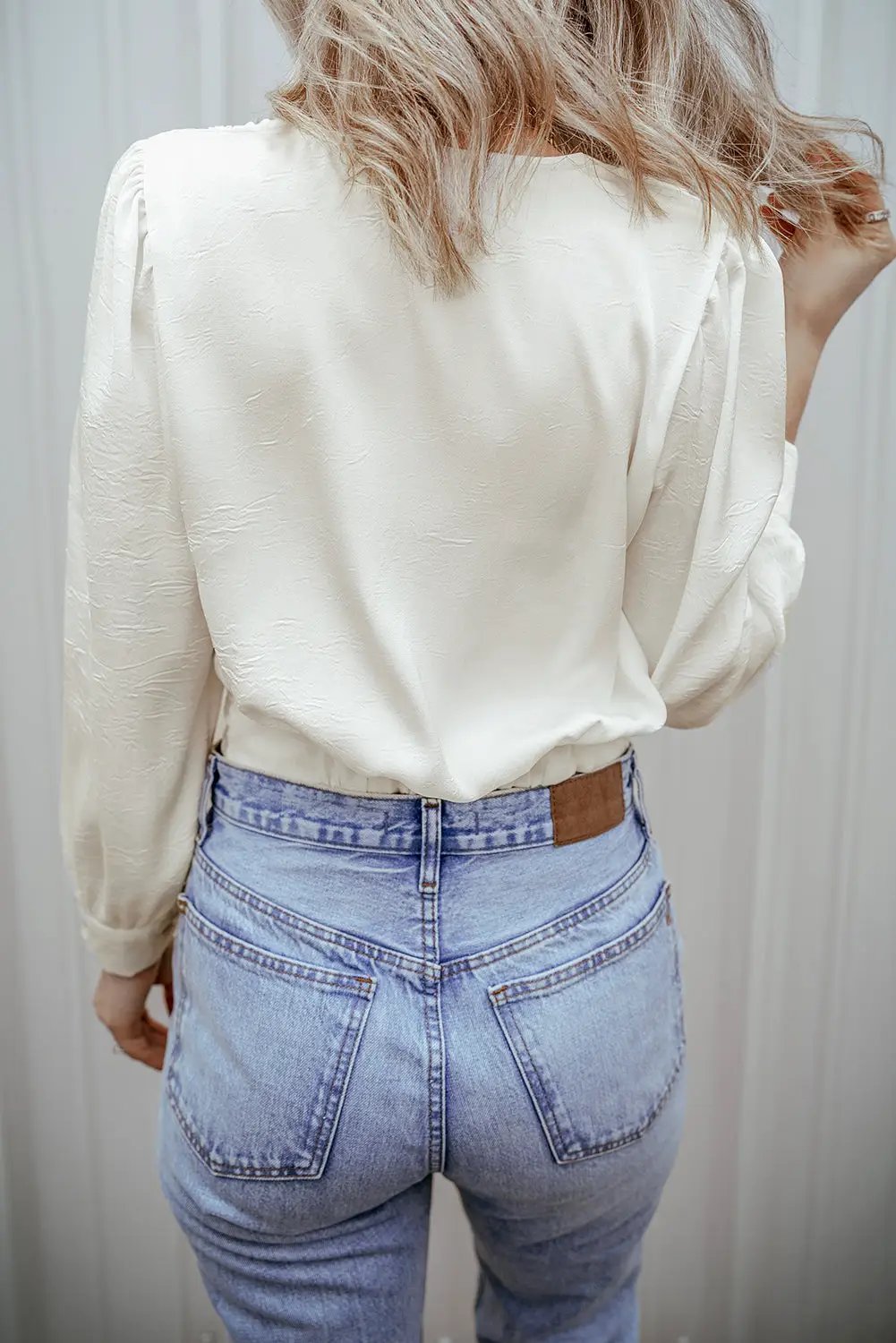 Grateful Threads Boutique White Twisted V Neck Crop Blouse - Blouses