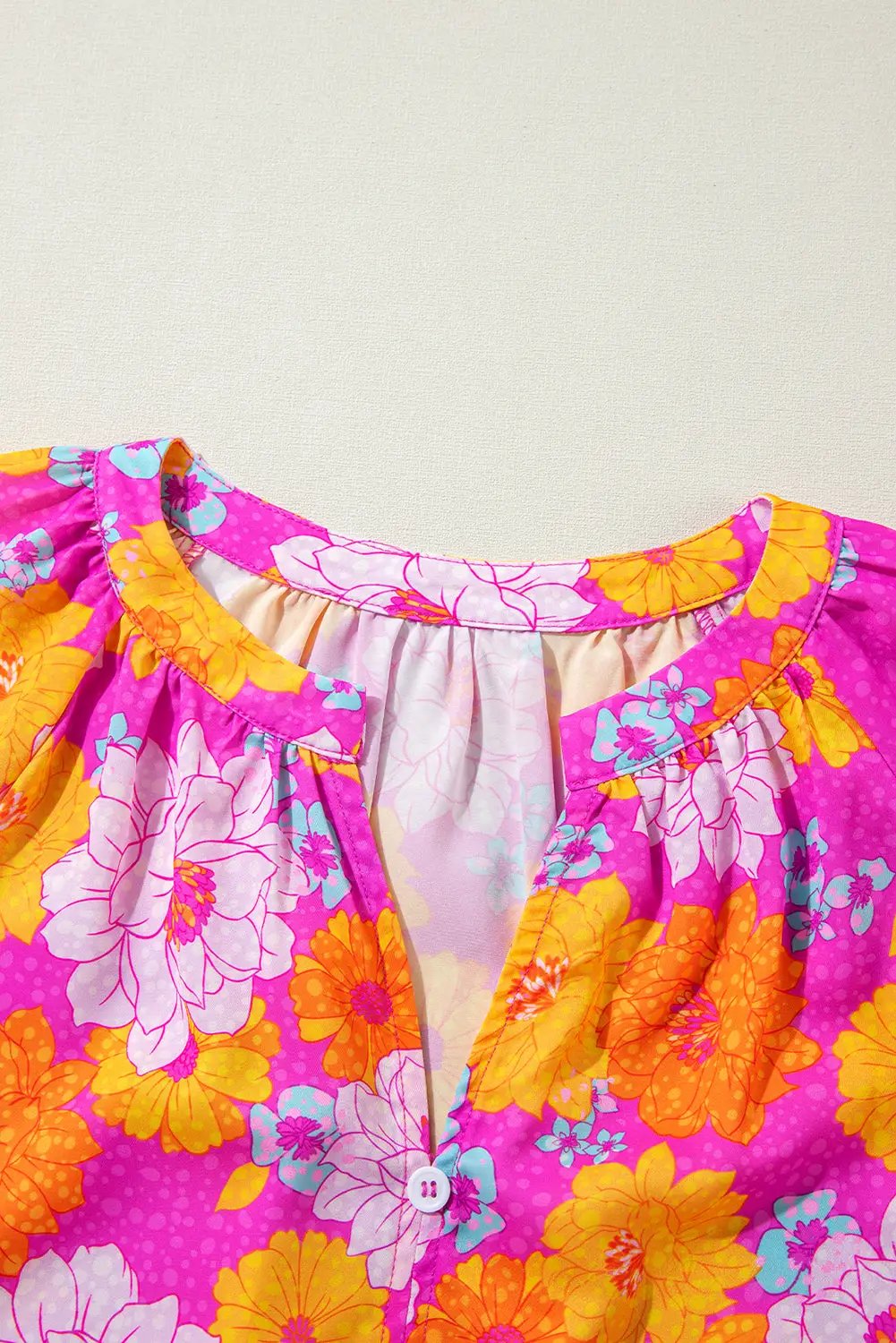Grateful Threads Boutique Rose Floral Flounce Sleeve Blouse - Blouses