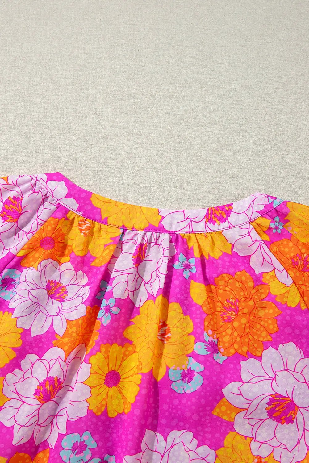 Grateful Threads Boutique Rose Floral Flounce Sleeve Blouse - Blouses
