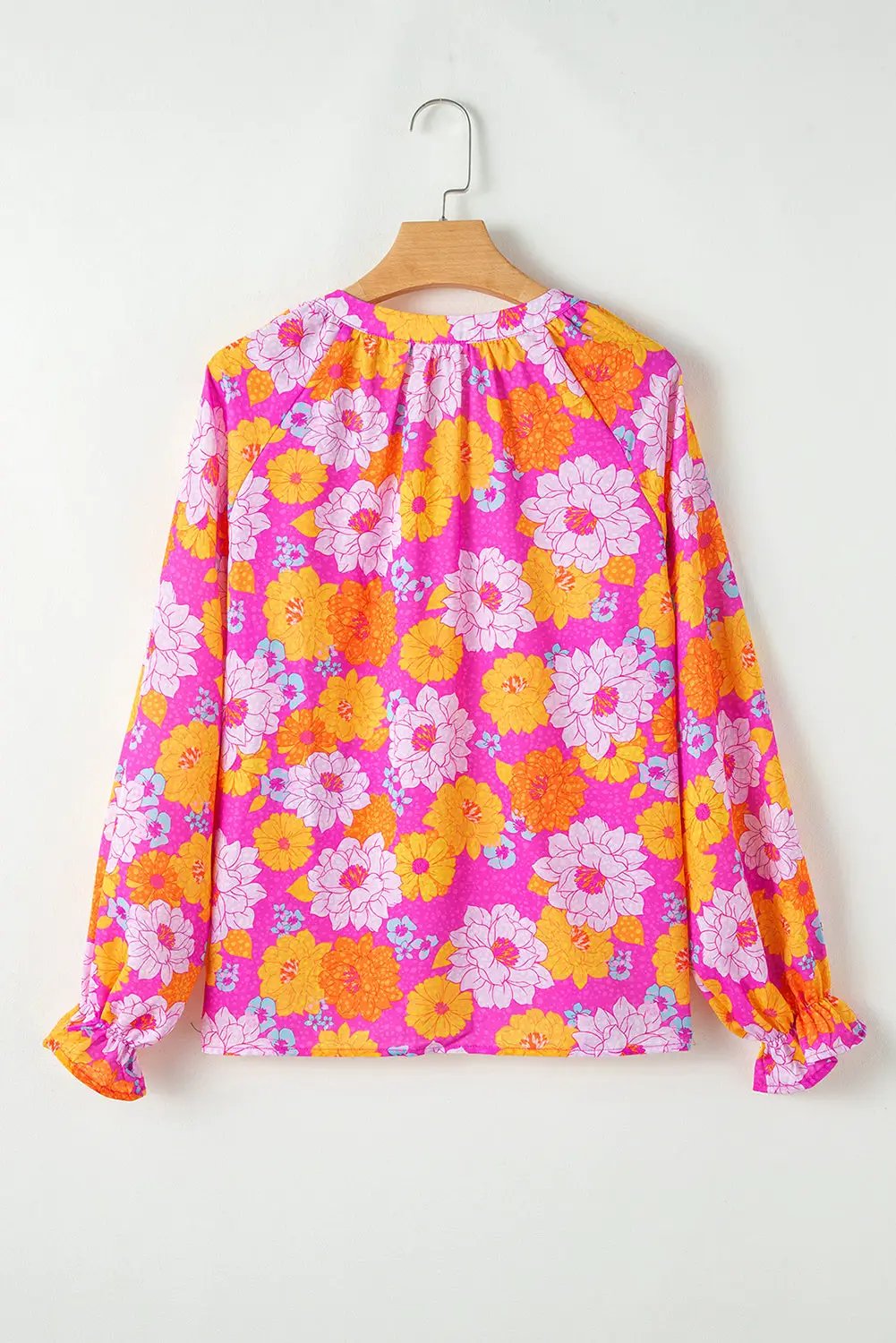 Grateful Threads Boutique Rose Floral Flounce Sleeve Blouse - Blouses