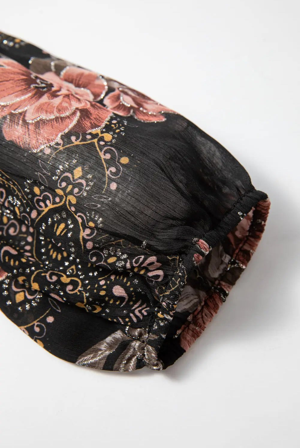Grateful Threads Boutique Black Floral Criss Cross Blouse - Blouses