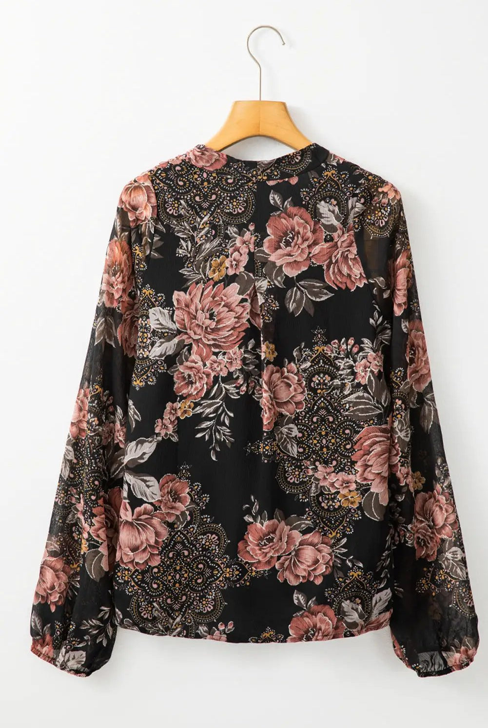 Grateful Threads Boutique Black Floral Criss Cross Blouse - Blouses