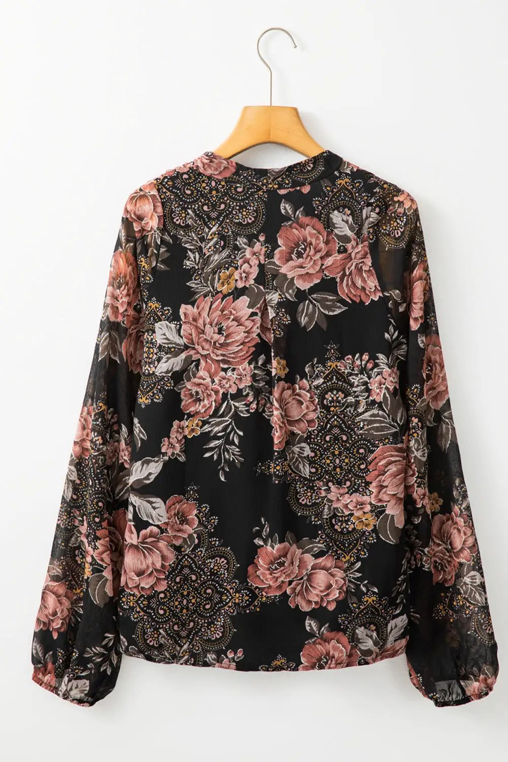 Grateful Threads Boutique Black Floral Criss Cross Blouse - Blouses