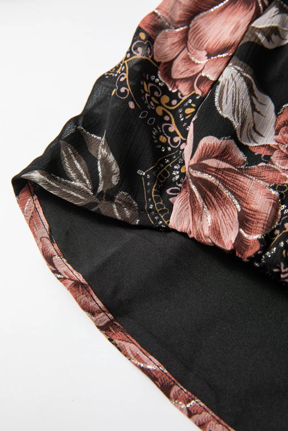Grateful Threads Boutique Black Floral Criss Cross Blouse - Blouses