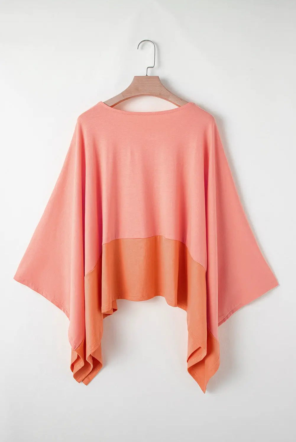 Grateful Threads Boutique Grapefruit Orange Contrast Color Patchwork Oversized Side Split Top - Clothing Tops