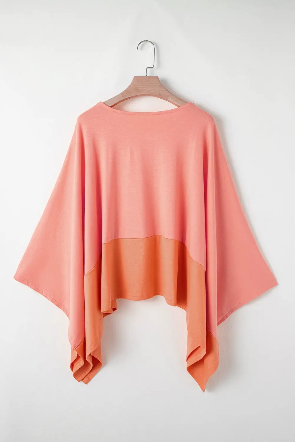 Grateful Threads Boutique Grapefruit Orange Contrast Color Patchwork Oversized Side Split Top - Clothing Tops