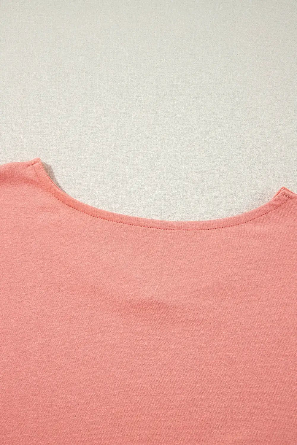 Grateful Threads Boutique Grapefruit Orange Contrast Color Patchwork Oversized Side Split Top - Clothing Tops