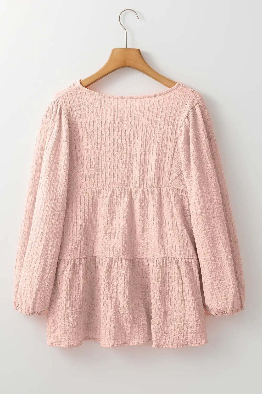 Grateful Threads Boutique Light Pink Textured Tiered Flowy Blouse - Blouses