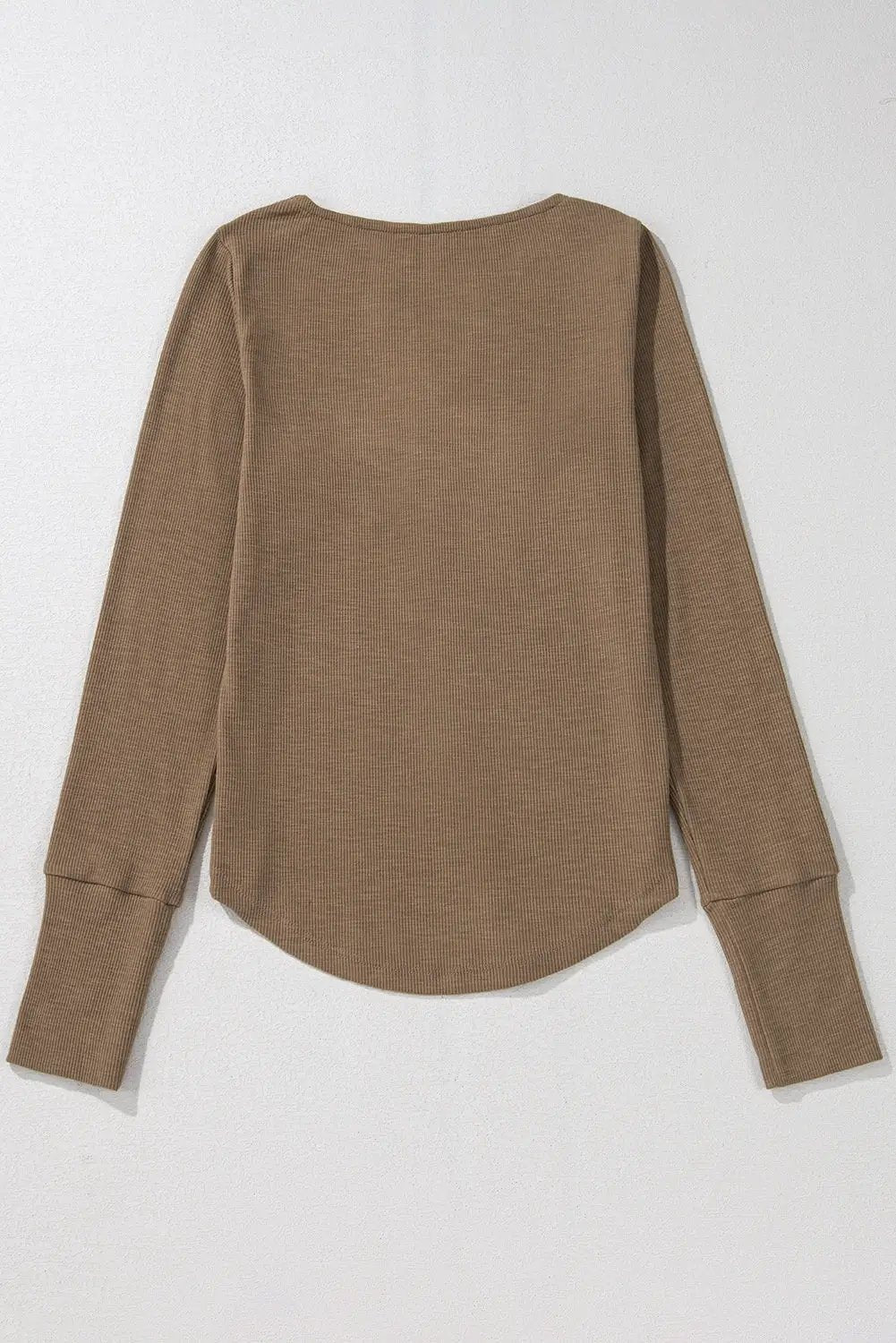 Grateful Threads Boutique Chestnut Anglaise Ribbed Long Sleeve Top - Shirts