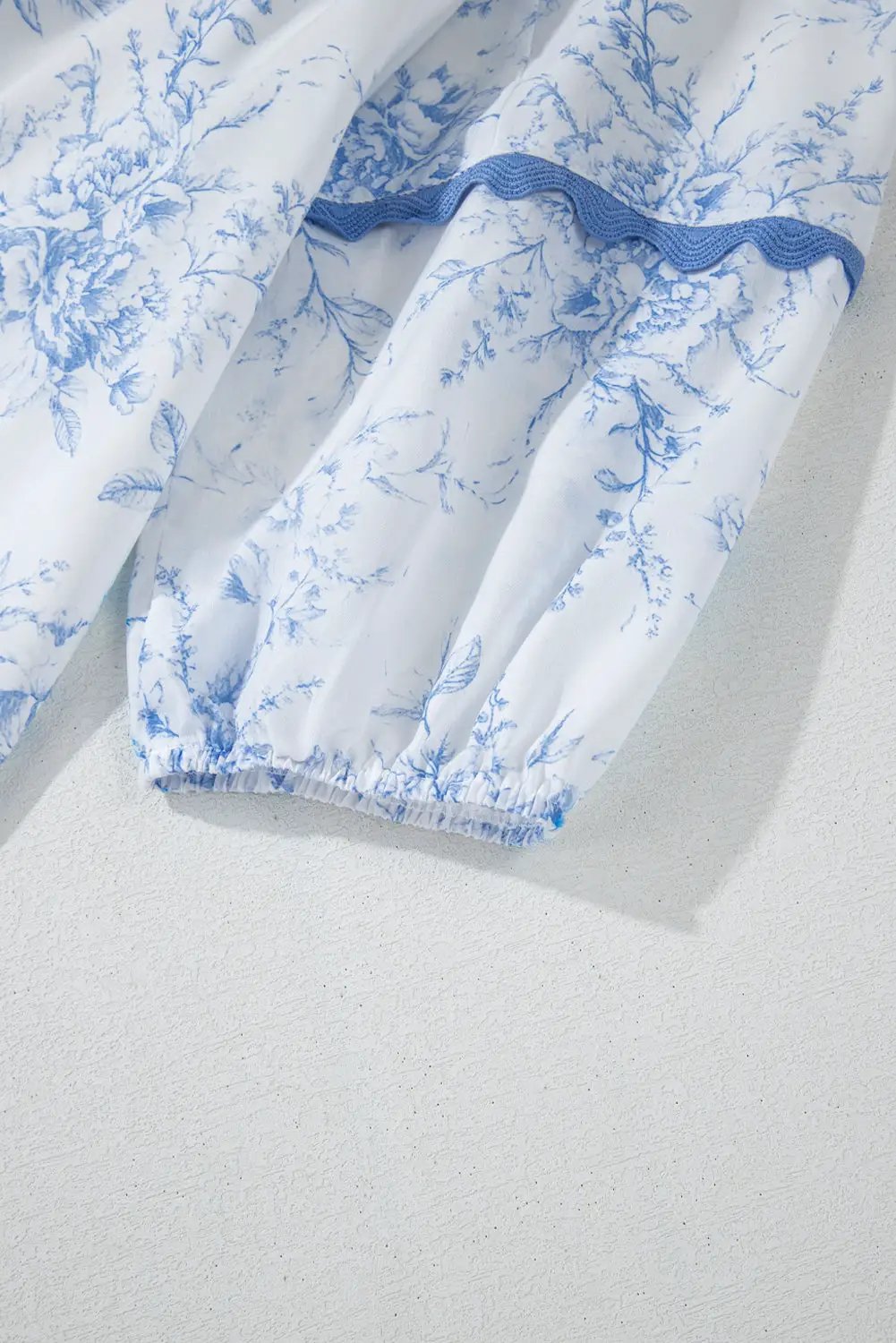 Grateful Threads Boutique Blue Floral Tied Collar Blouse - Blouses