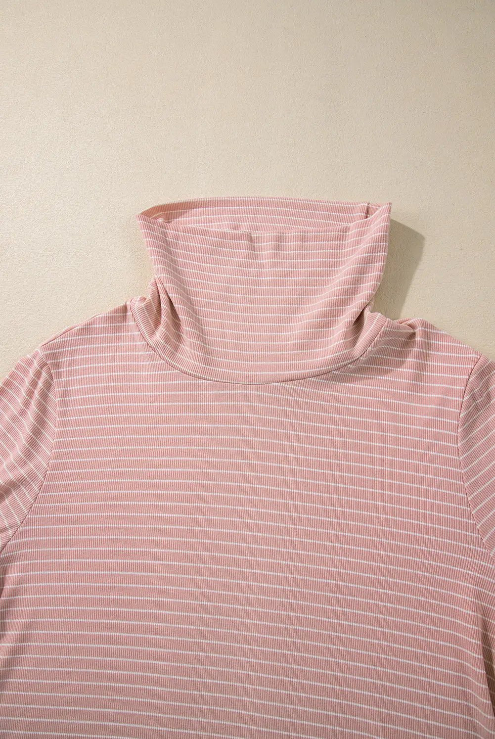 Grateful Threads Boutique Pink Stripe Cowl Neck Side Slits Loose Fit Long Sleeve Top - Tunics