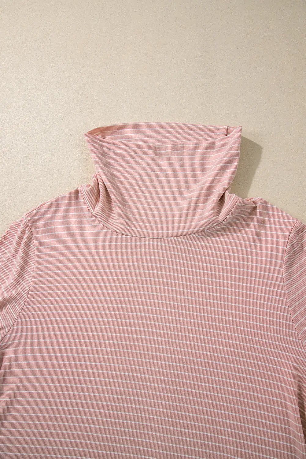 Grateful Threads Boutique Pink Stripe Cowl Neck Side Slits Loose Fit Long Sleeve Top - Tunics
