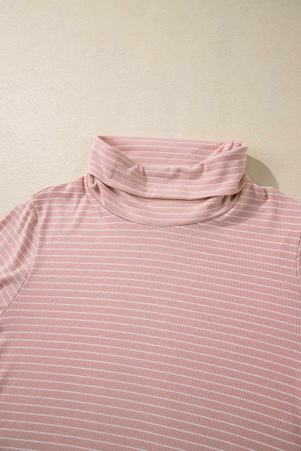 Grateful Threads Boutique Pink Stripe Cowl Neck Side Slits Loose Fit Long Sleeve Top - Tunics