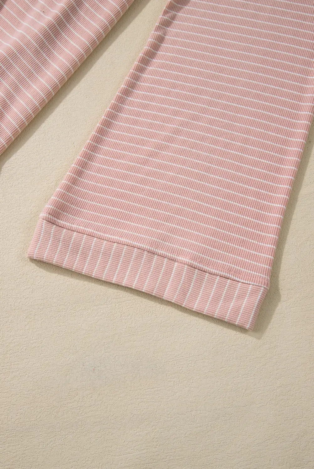 Grateful Threads Boutique Pink Stripe Cowl Neck Side Slits Loose Fit Long Sleeve Top - Tunics