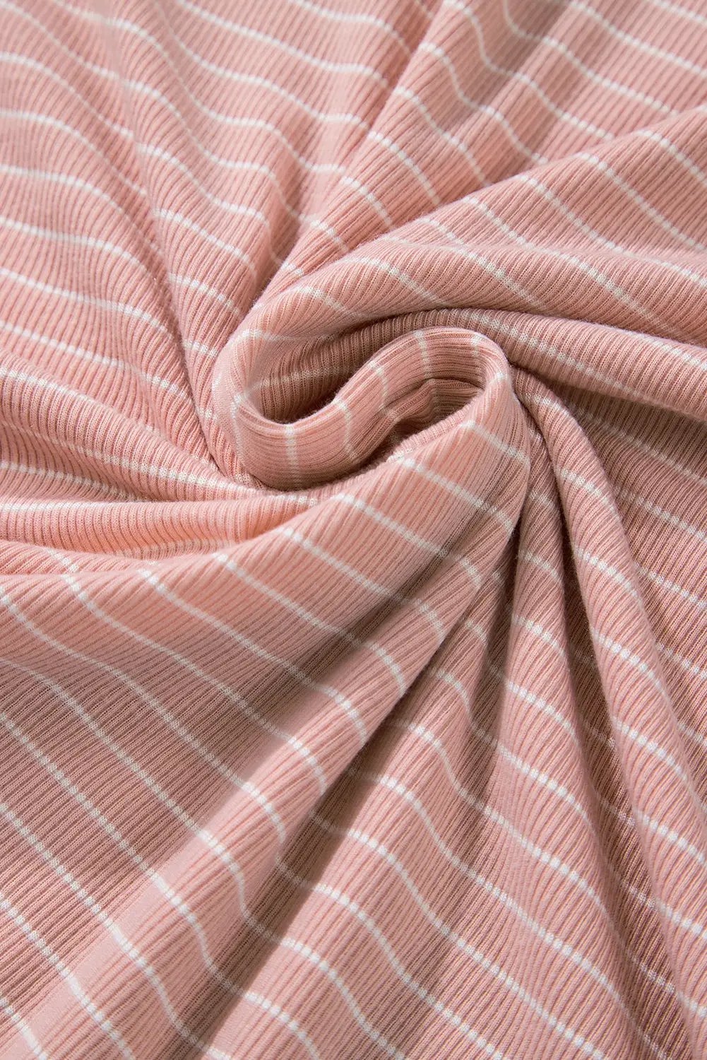 Grateful Threads Boutique Pink Stripe Cowl Neck Side Slits Loose Fit Long Sleeve Top - Tunics