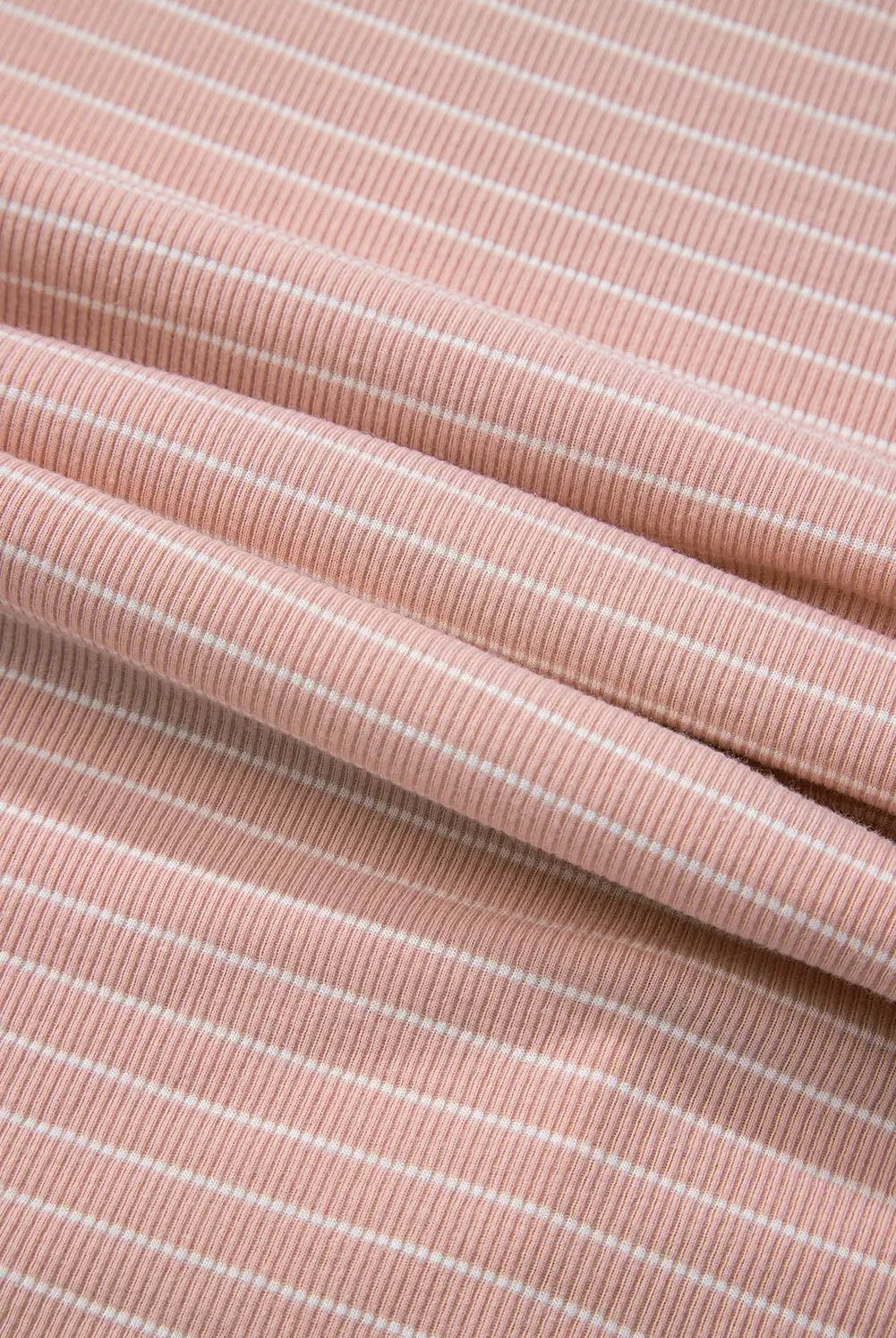 Grateful Threads Boutique Pink Stripe Cowl Neck Side Slits Loose Fit Long Sleeve Top - Tunics