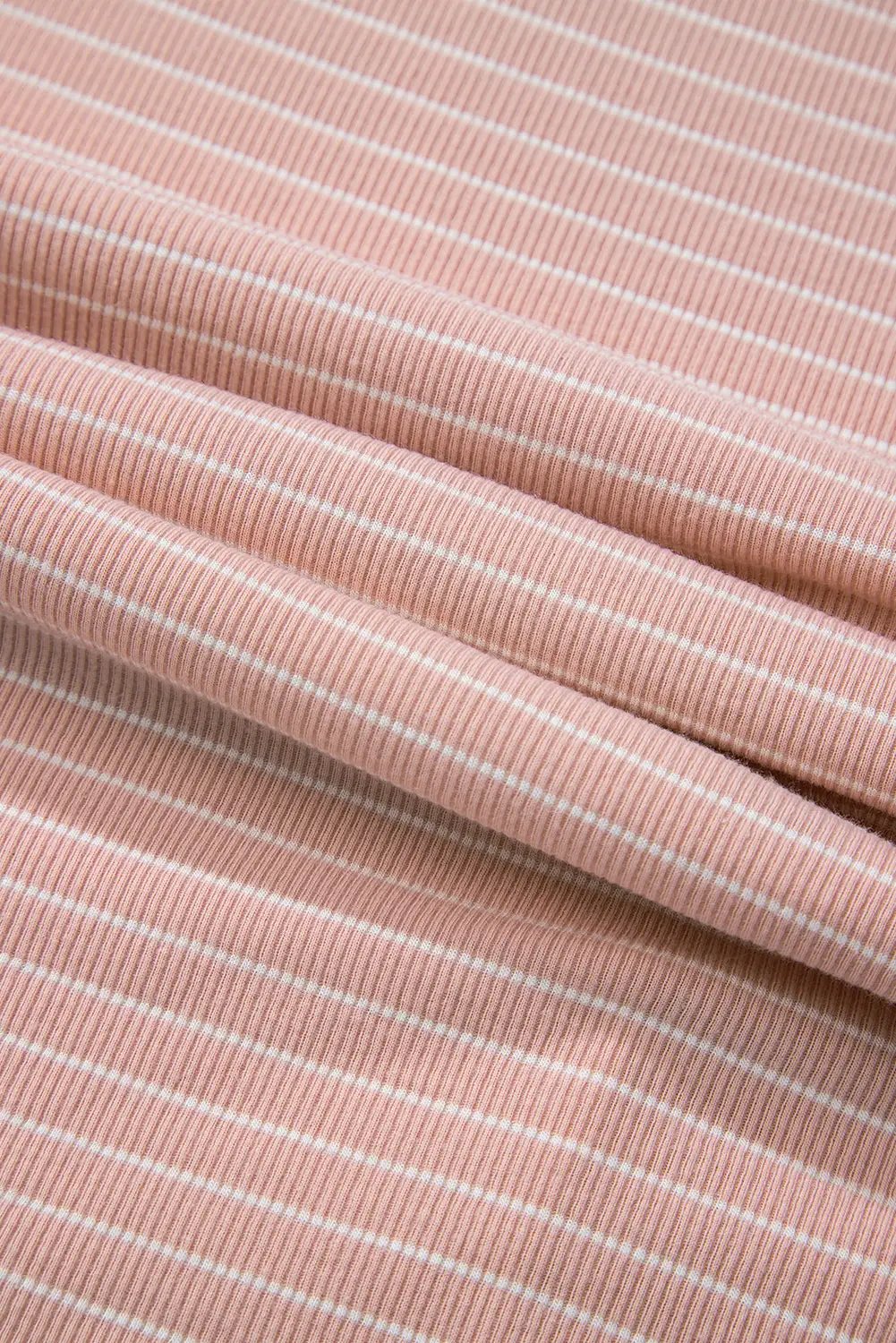 Grateful Threads Boutique Pink Stripe Cowl Neck Side Slits Loose Fit Long Sleeve Top - Tunics