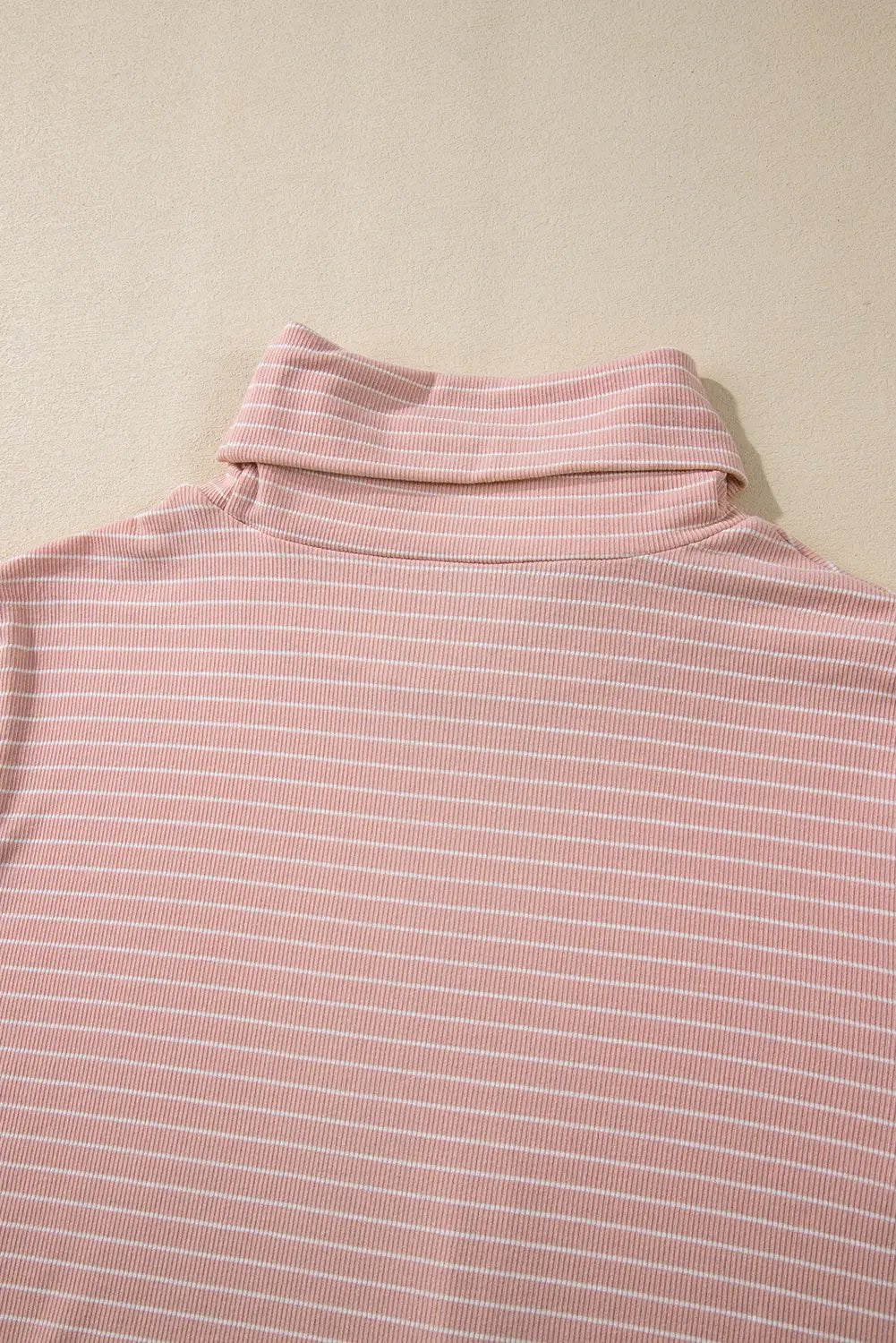 Grateful Threads Boutique Pink Stripe Cowl Neck Side Slits Loose Fit Long Sleeve Top - Tunics
