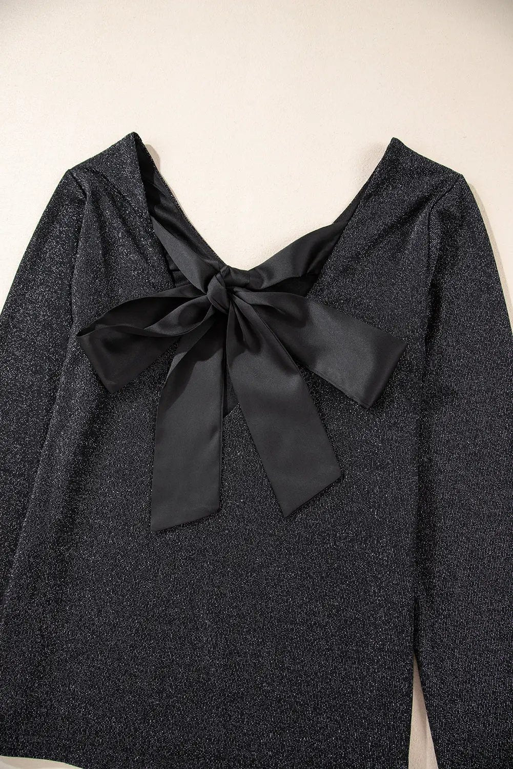 Grateful Threads Boutique Black Metallic Bowknot Open Back Top - Clothing Tops