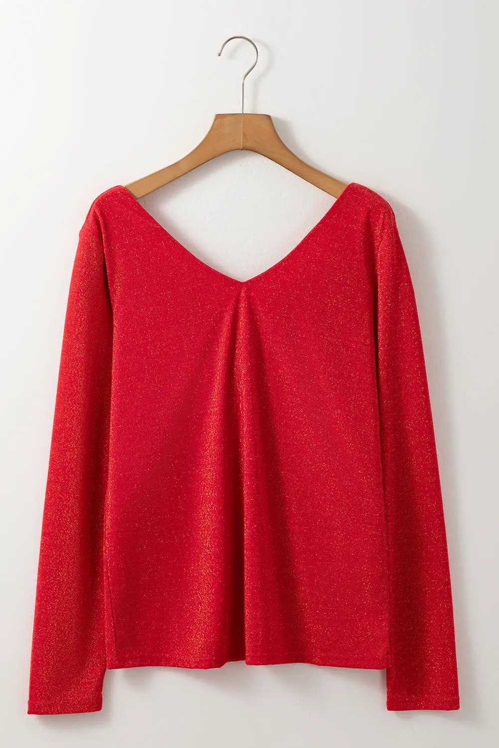 Grateful Threads Boutique Racing Red Metallic Bowknot Open Back Top - Clothing Tops