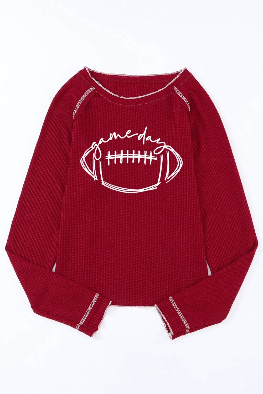Grateful Threads Boutique Crimson Gameday Ribbed Long Sleeve Top - Shirts Crimson Gameday Ribbed Long Sleeve Top