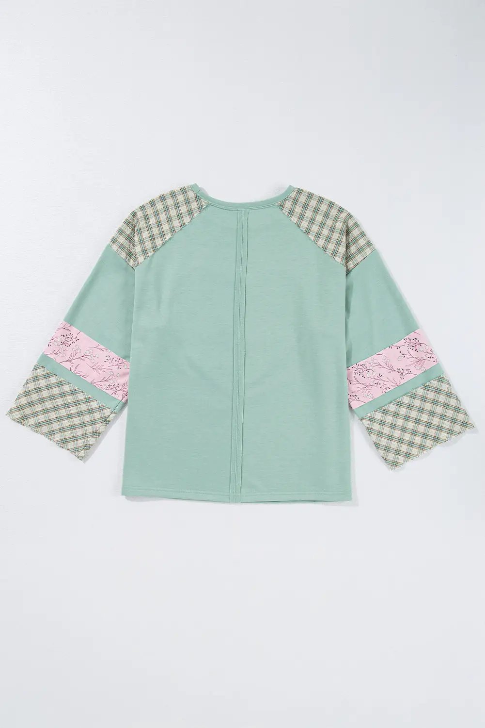Grateful Threads Boutique Aqua Plaid Floral Peace Heart Graphic Wide Top - Blouses