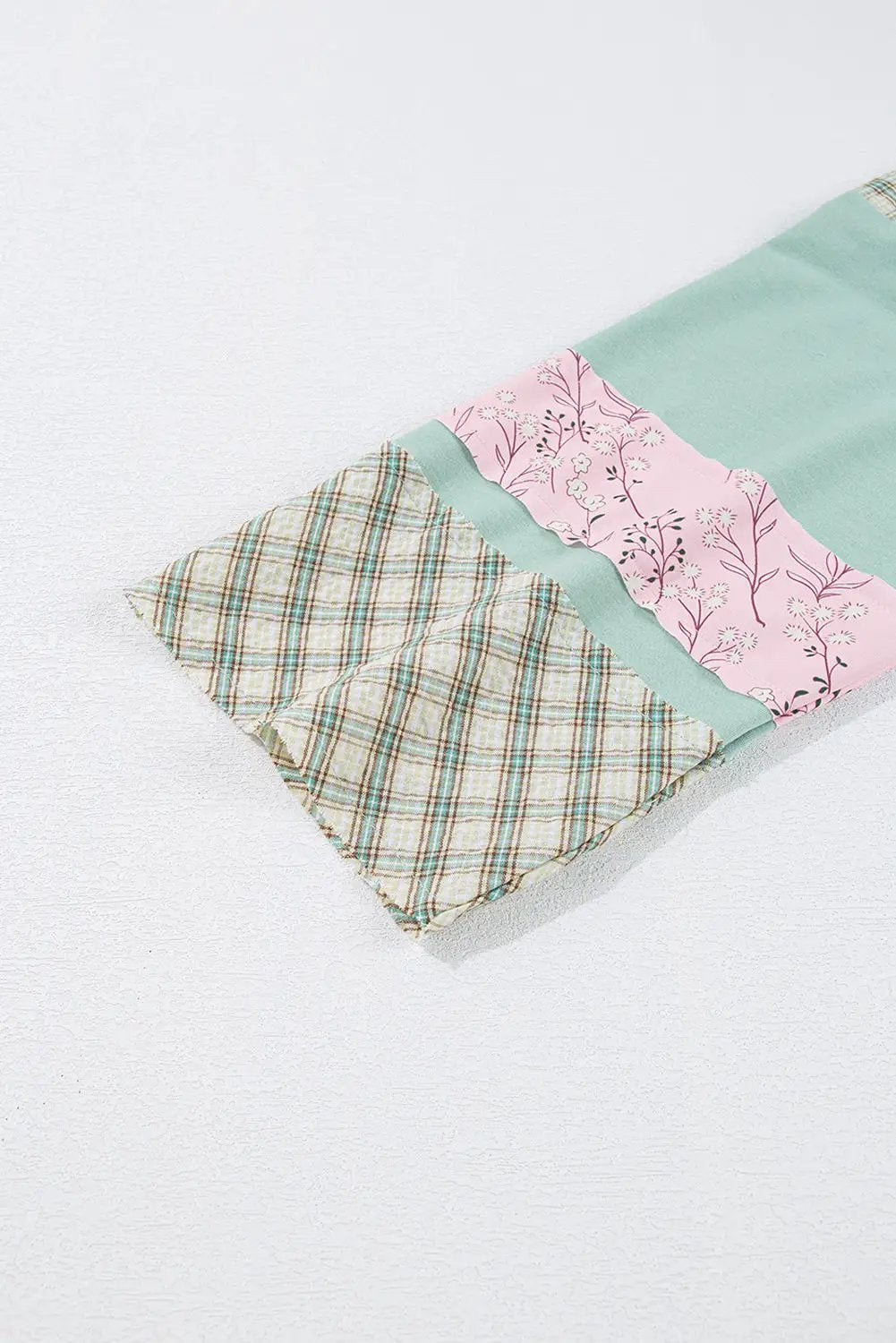 Grateful Threads Boutique Aqua Plaid Floral Peace Heart Graphic Wide Top - Blouses