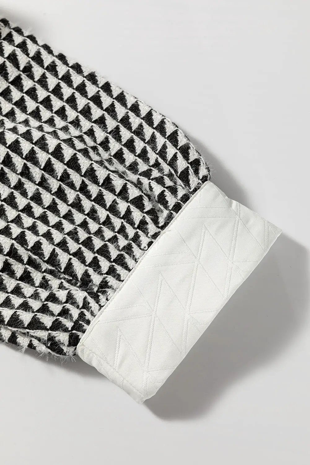Grateful Threads Boutique White Geometric Textured Short Sleeve Frilly V Neck Blouse - Blouses White Geometric Textured Short Sleeve Frilly V Neck Blouse