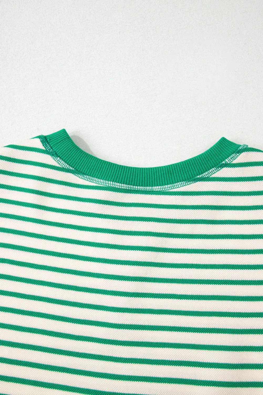 Grateful Threads Boutique Bright Green Contrast Detail Striped Ruffle Short Sleeve Top - Blouses Bright Green Contrast Detail Striped Ruffle Short Sleeve Top
