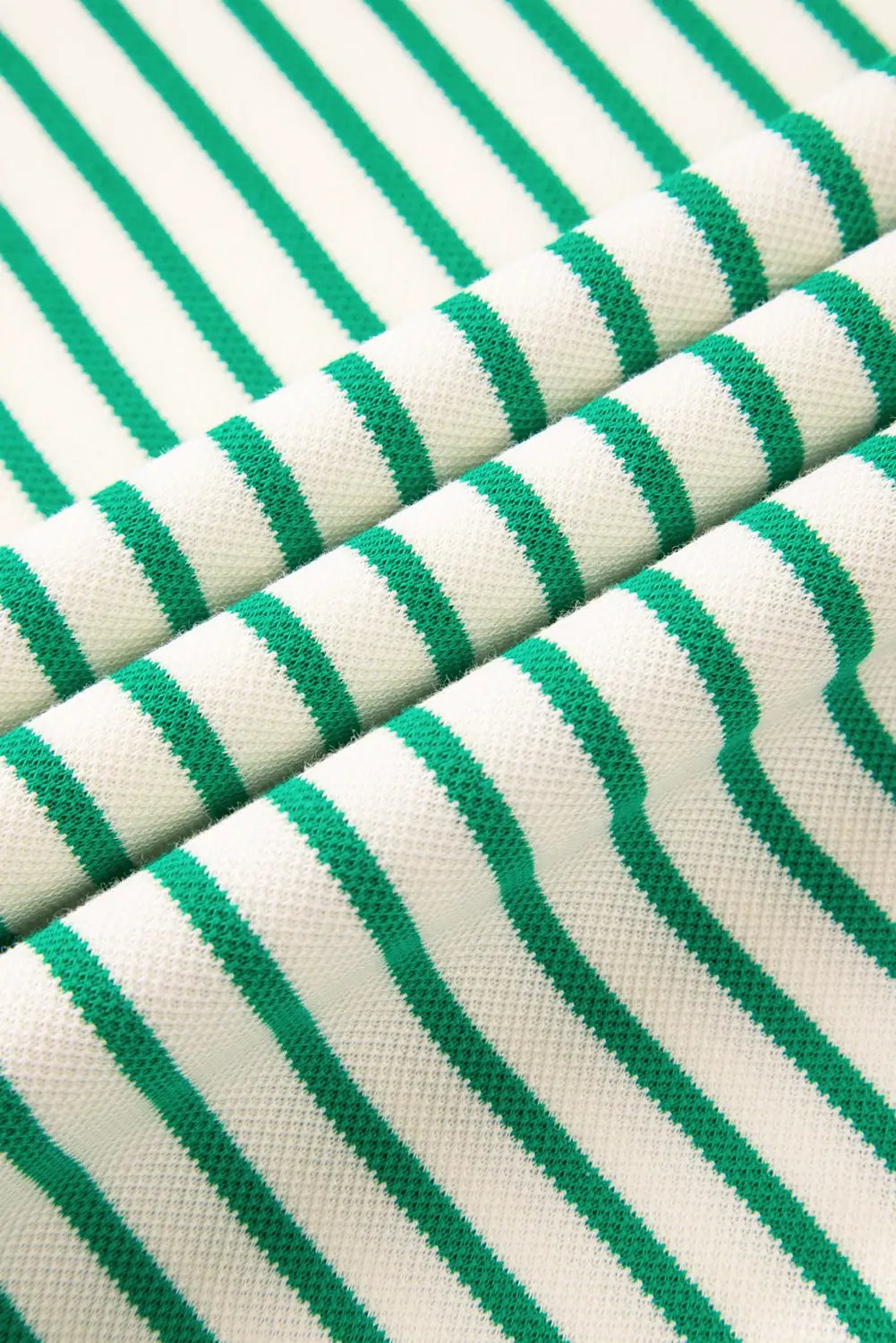Grateful Threads Boutique Bright Green Contrast Detail Striped Ruffle Short Sleeve Top - Blouses Bright Green Contrast Detail Striped Ruffle Short Sleeve Top