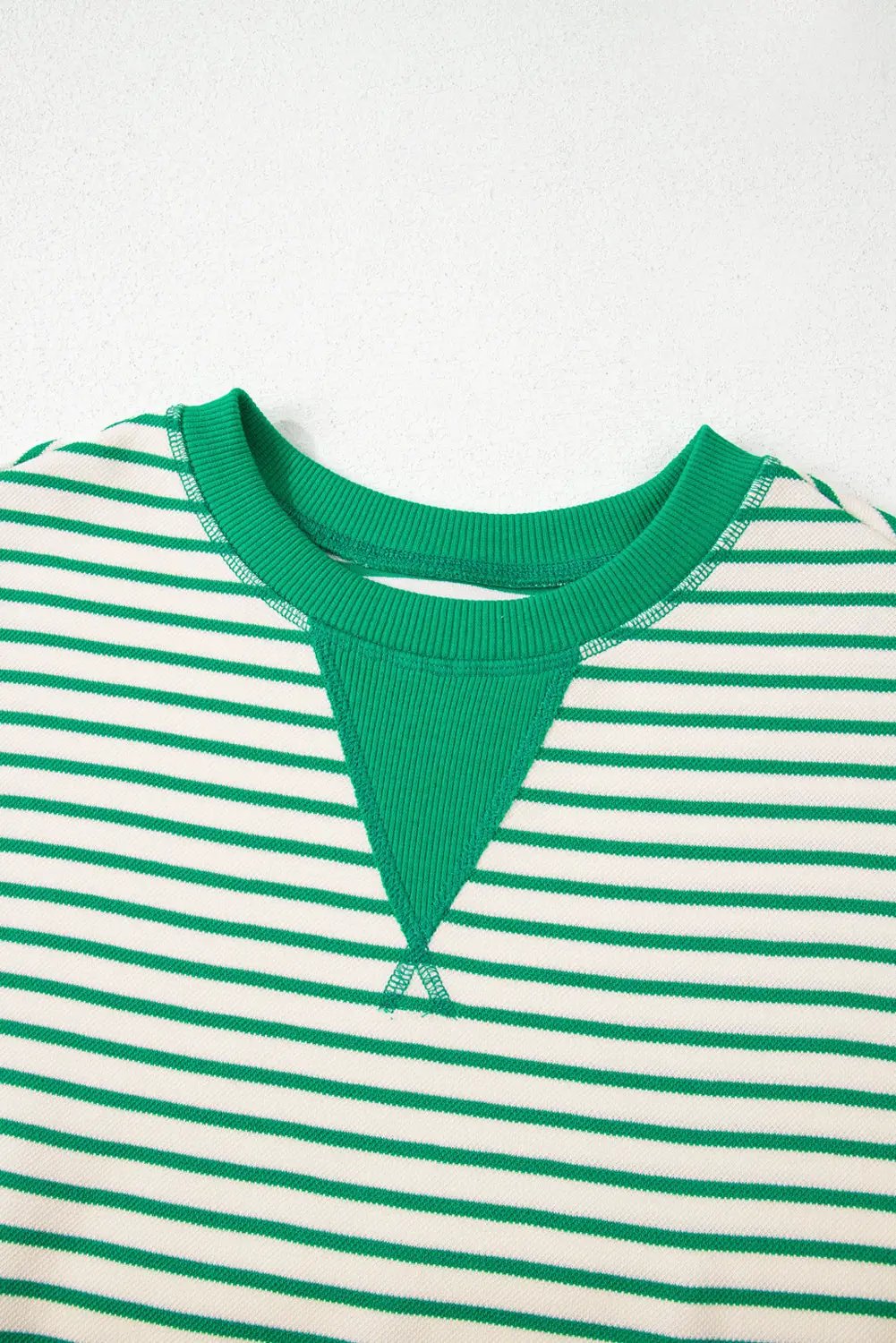 Grateful Threads Boutique Bright Green Contrast Detail Striped Ruffle Short Sleeve Top - Blouses Bright Green Contrast Detail Striped Ruffle Short Sleeve Top