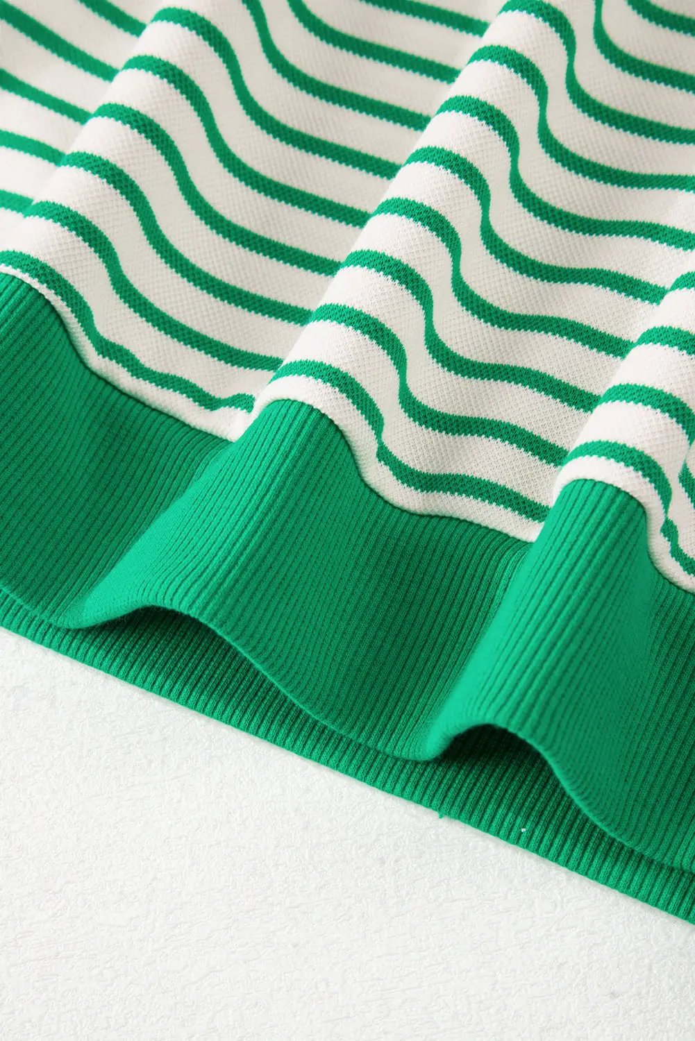 Grateful Threads Boutique Bright Green Contrast Detail Striped Ruffle Short Sleeve Top - Blouses Bright Green Contrast Detail Striped Ruffle Short Sleeve Top