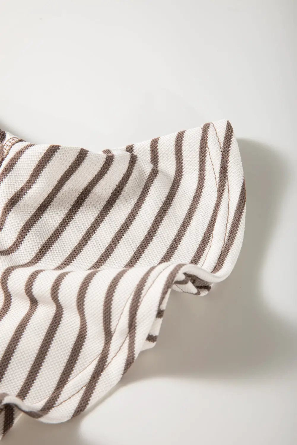 Grateful Threads Boutique Parchment Contrast Detail Striped Ruffle Short Sleeve Top - Shirts Parchment Contrast Detail Striped Ruffle Short Sleeve Top