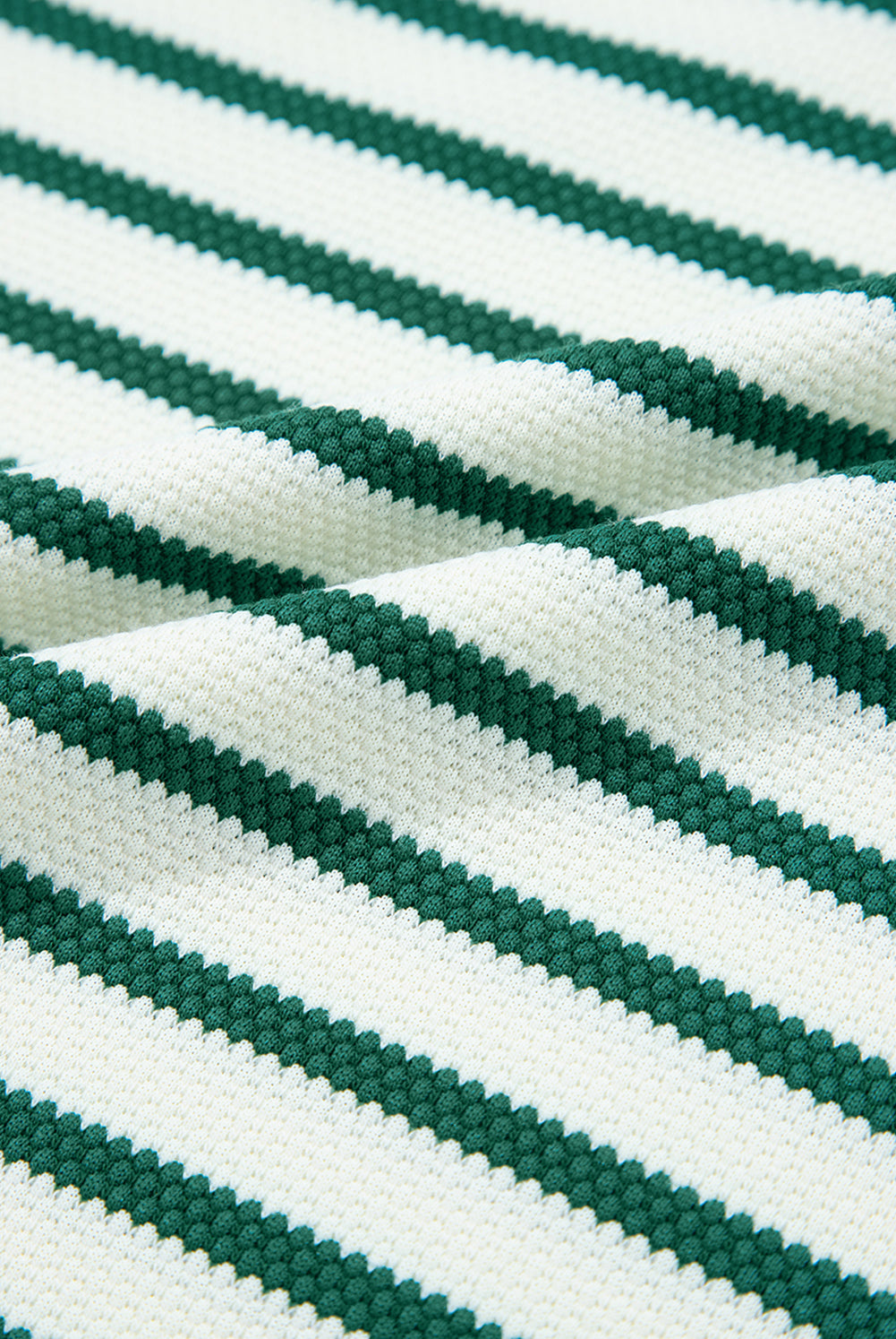 Grateful Threads Boutique Green Stripe Scallop Lace Trim Ruffle Short Sleeves Crewneck Top - Blouses Green Stripe Scallop Lace Trim Ruffle Short Sleeves Crewneck Top