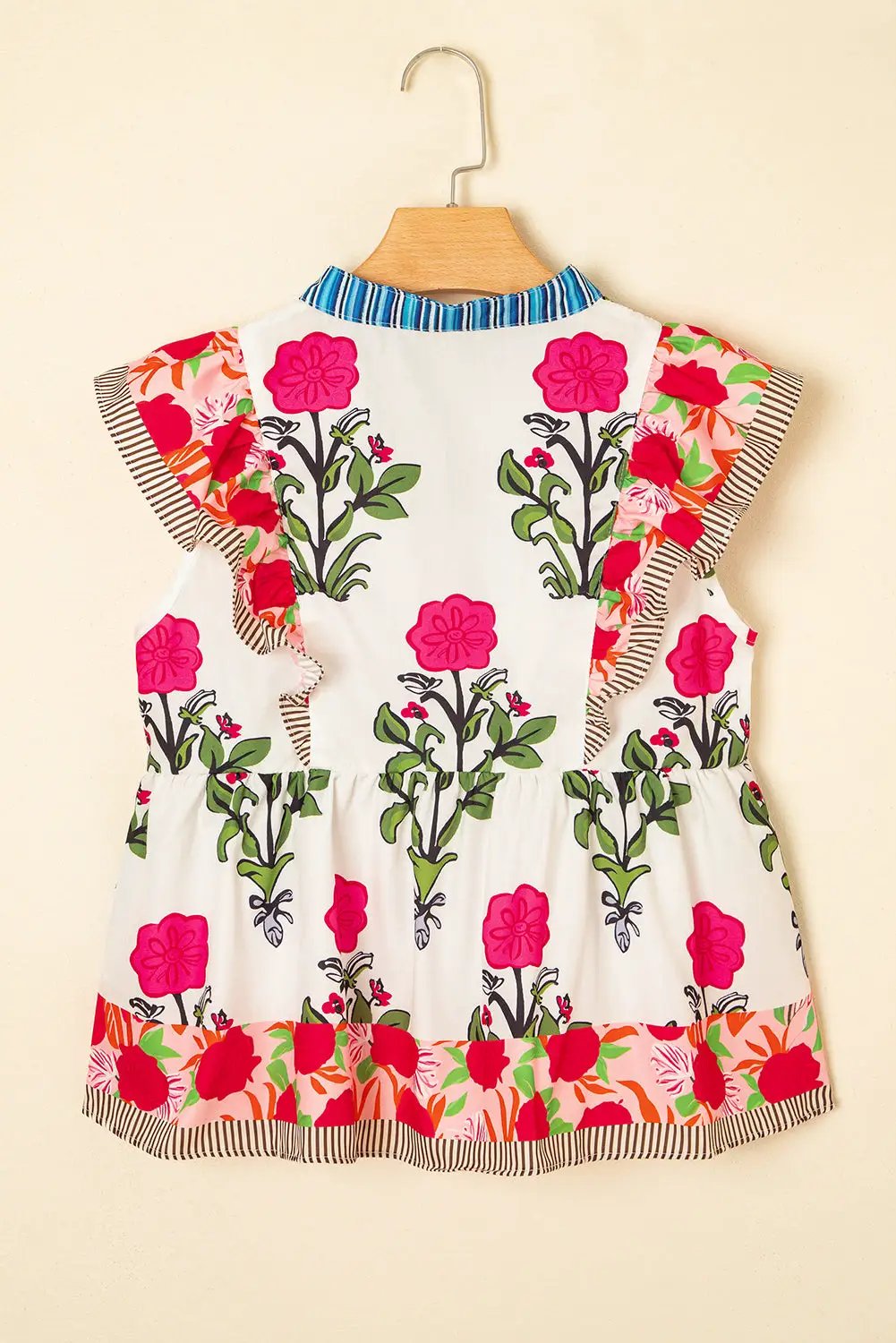 Grateful Threads Boutique The Flirt & Flutter Floral Blouse - Blouses floral sleeveless flutter sleeve blouse