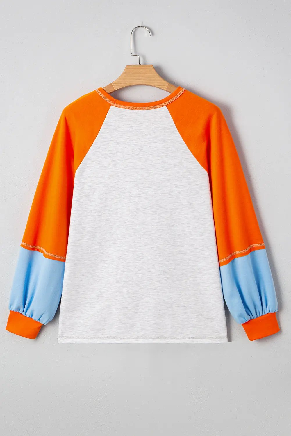 Grateful Threads Boutique Light Grey Color Block Raglan Sleeve Contrast Stitching Loose Fit Top - Sweatshirts Light Grey Color Block Raglan Sleeve Contrast Stitching Loose Fit Top