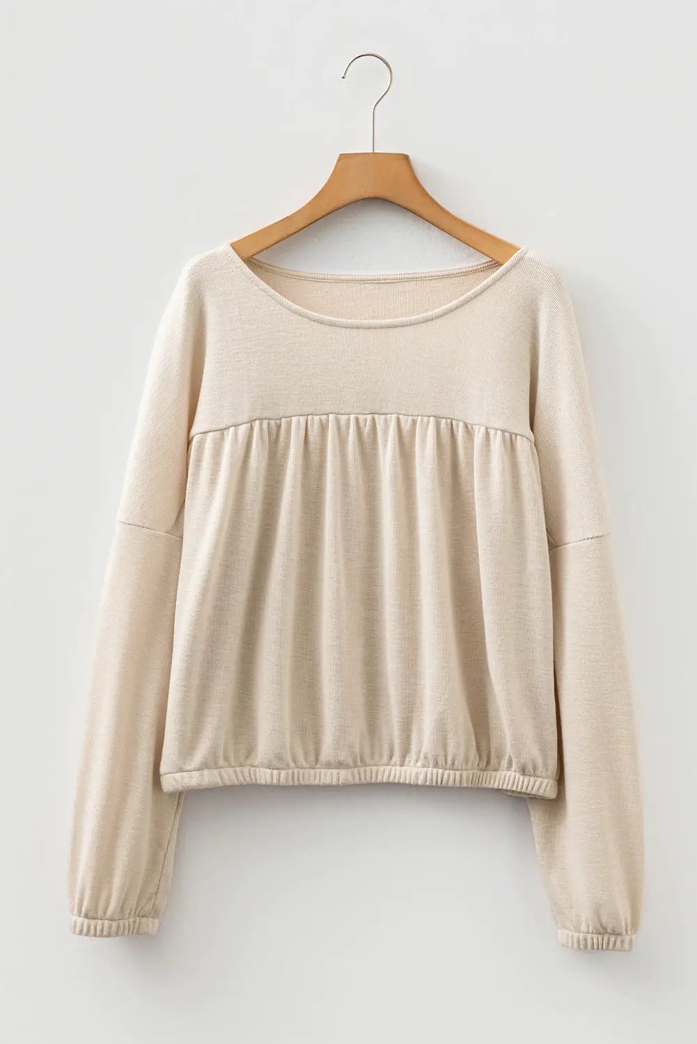 Grateful Threads Boutique Driftwood Dreams Drop Shoulder Top - Sweaters Jet Stream Textured Pleated Drop Shoulder Long Sleeve Knit Top