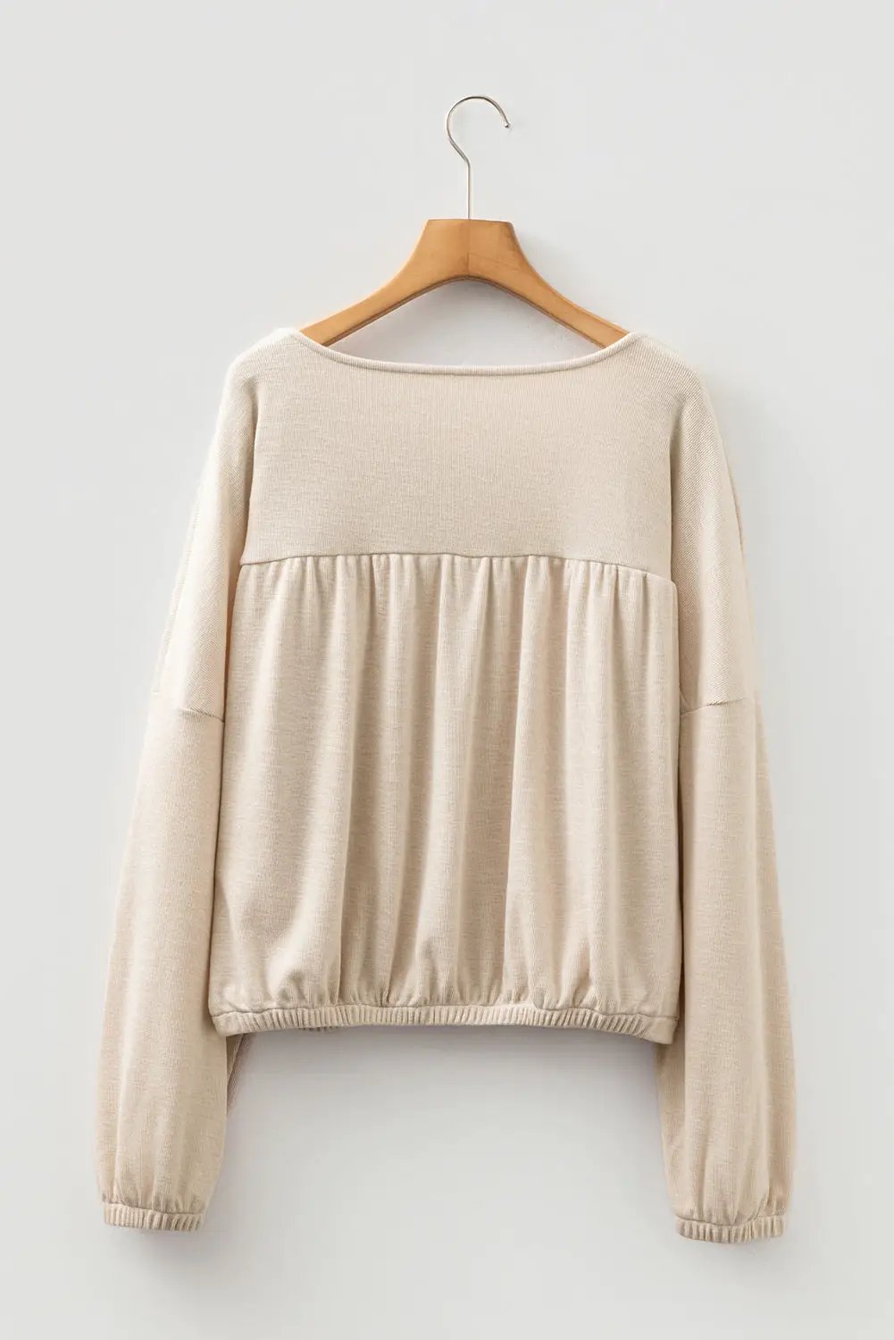 Grateful Threads Boutique Driftwood Dreams Drop Shoulder Top - Sweaters Jet Stream Textured Pleated Drop Shoulder Long Sleeve Knit Top