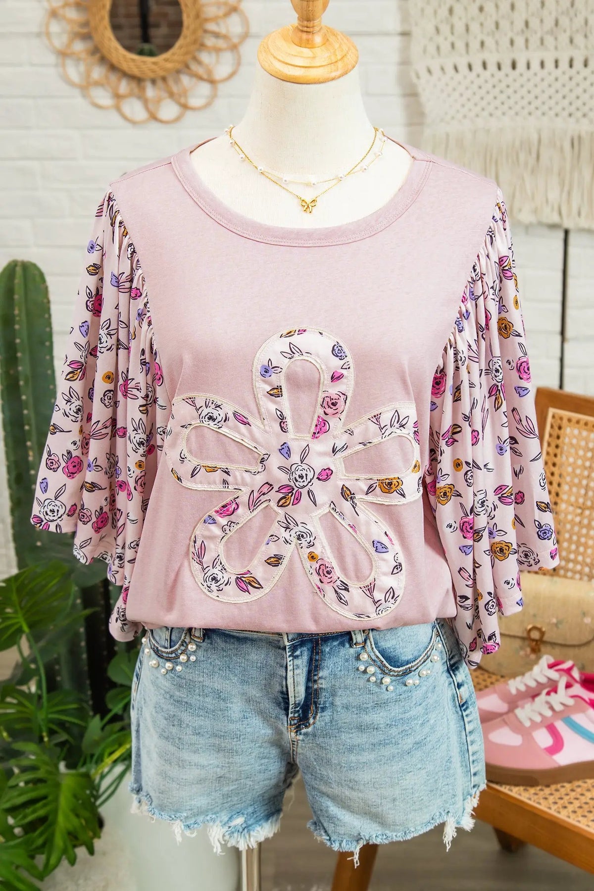 The Flora Blouse - Pink — view 5