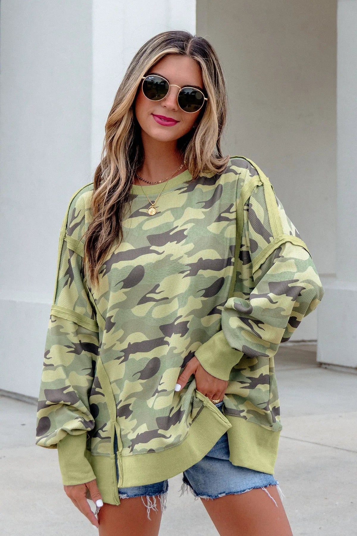 The Bexley Long Sleeve Top - Green — view 7