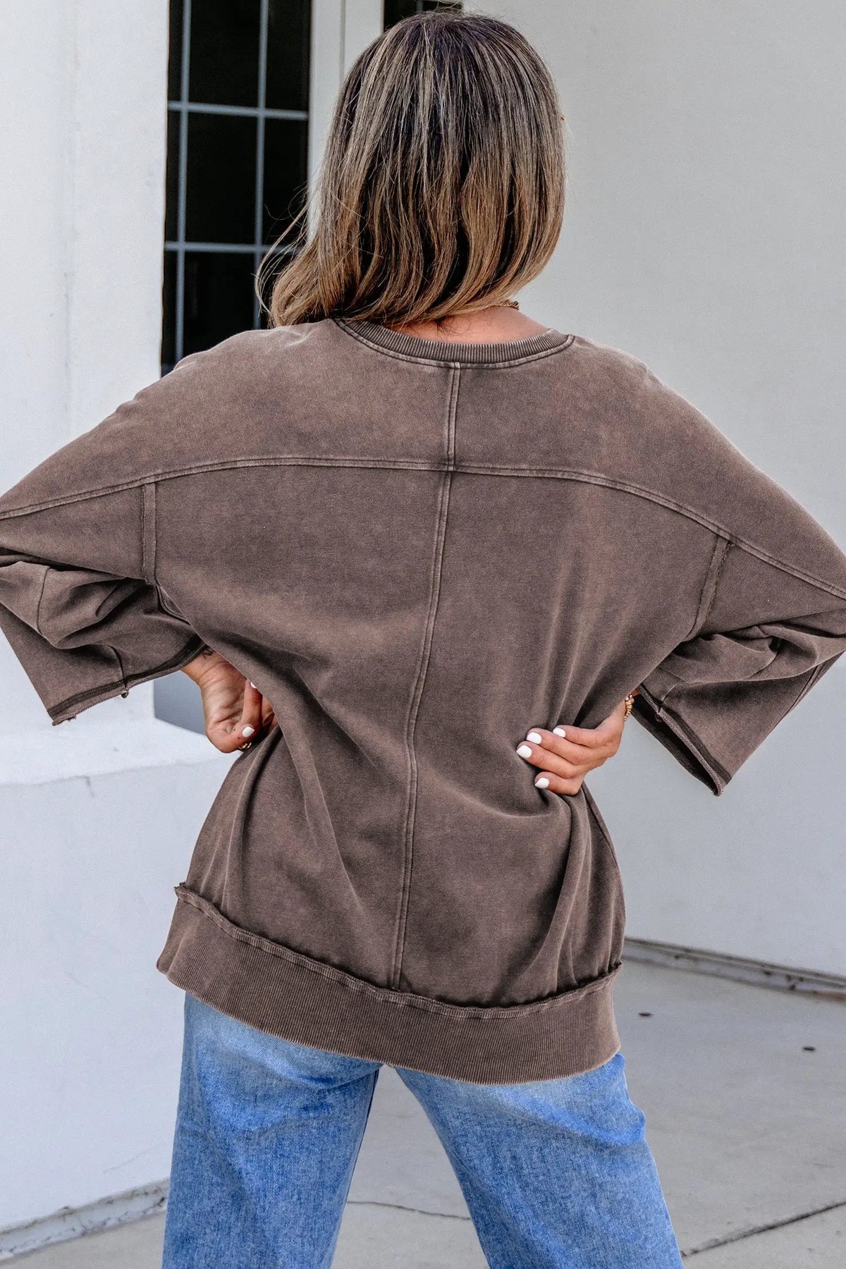 The Maren Long Sleeve Top - Dark Brown — view 7