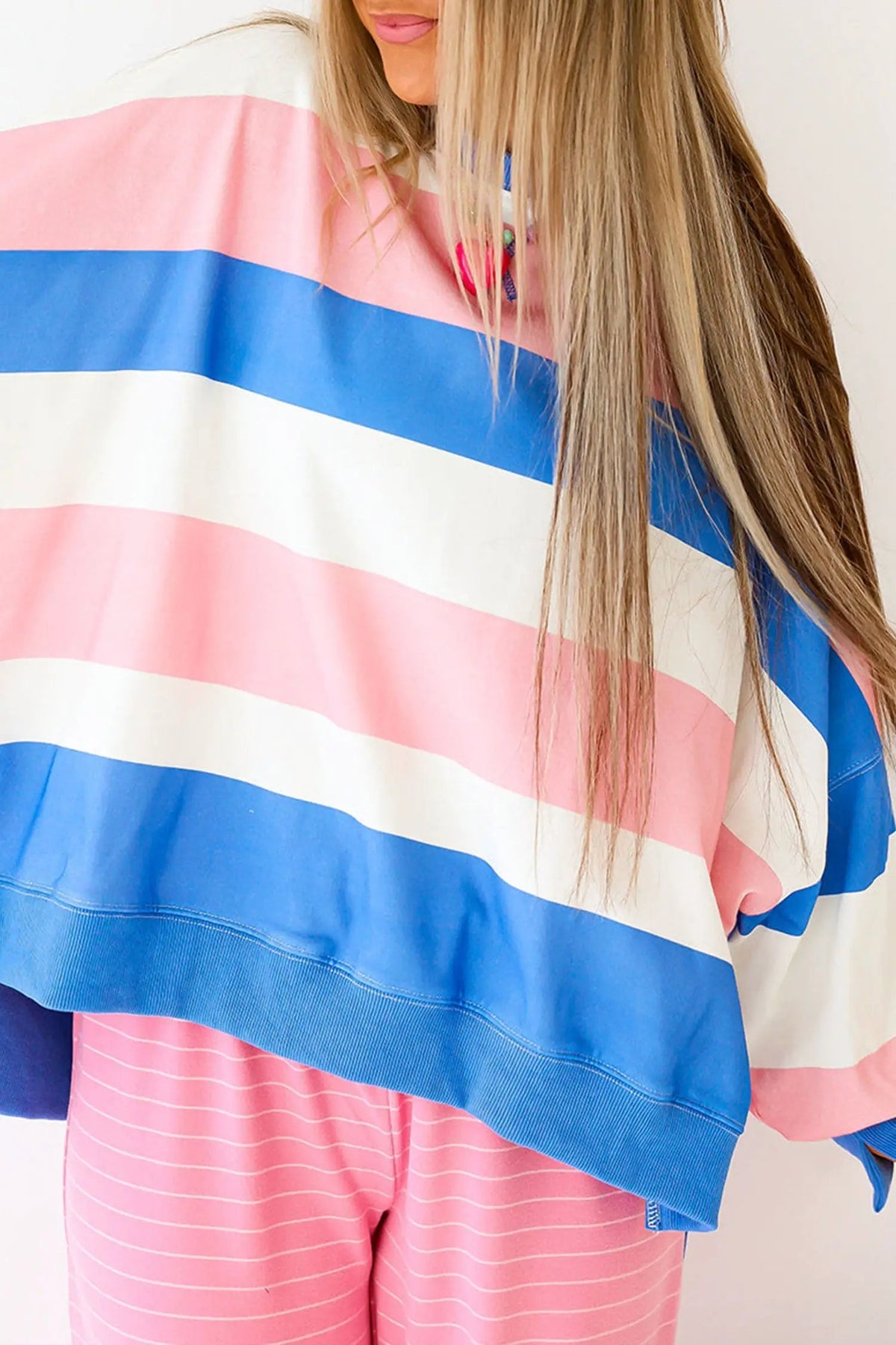 The Linden Long Sleeve Top - Pink Stripe — view 4