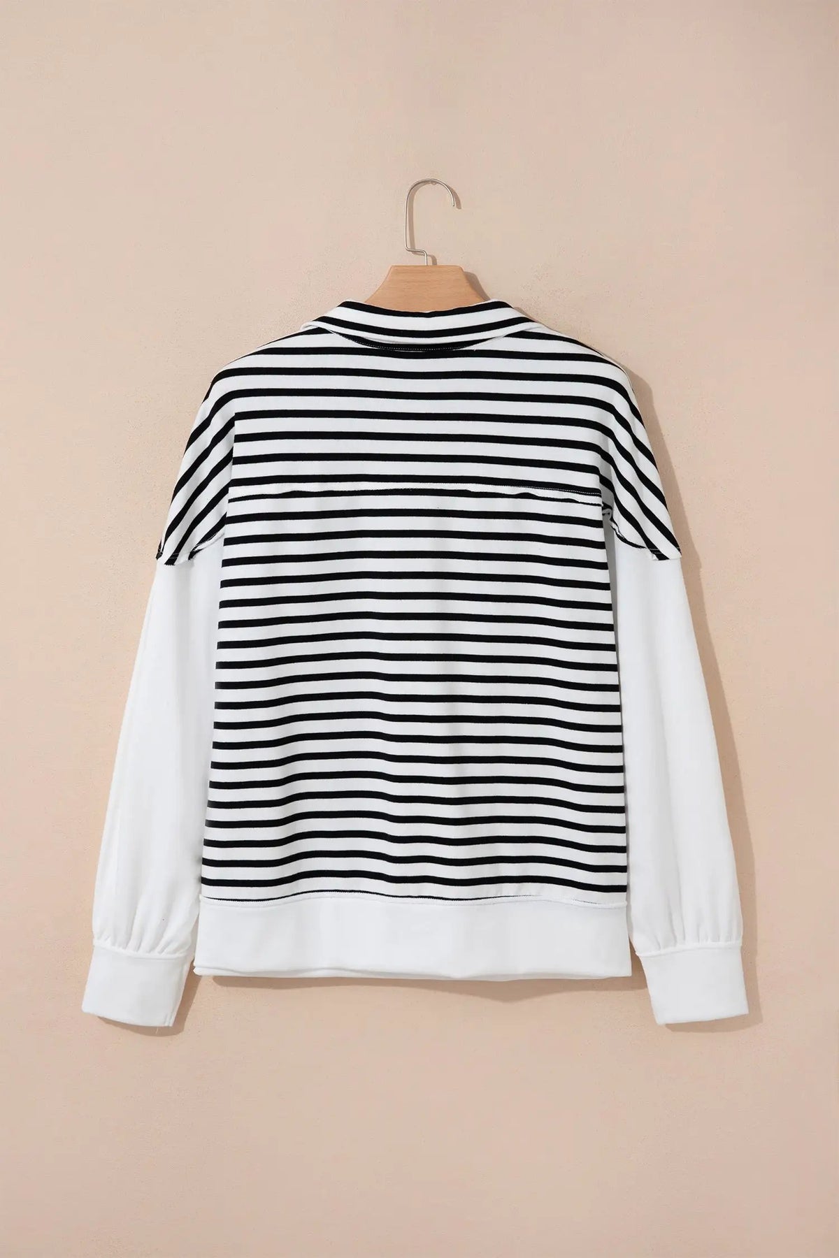 The Caroline Long Sleeve Top - White Stripe — view 5