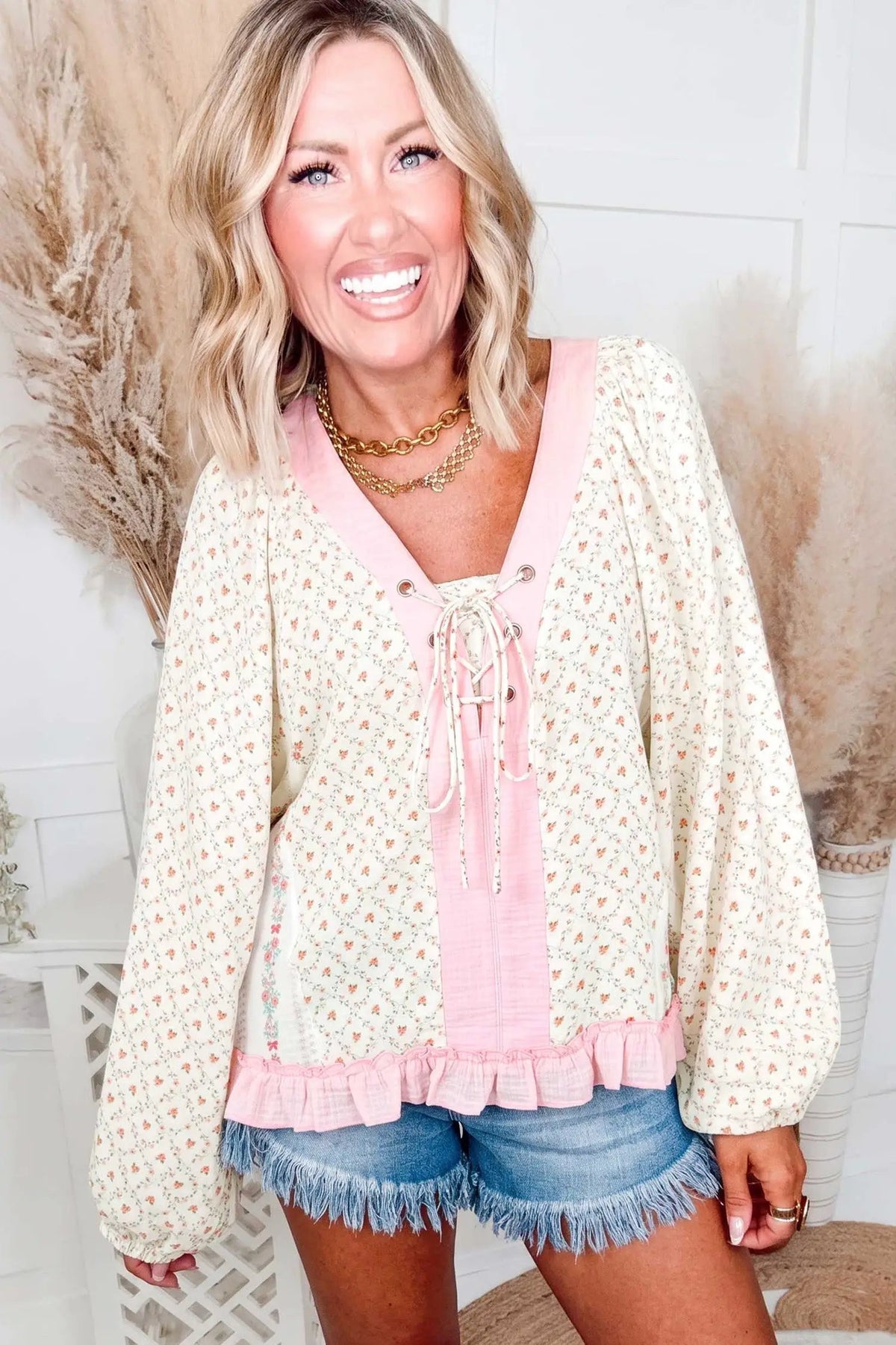 The Lydia Blouse - Beige — view 3